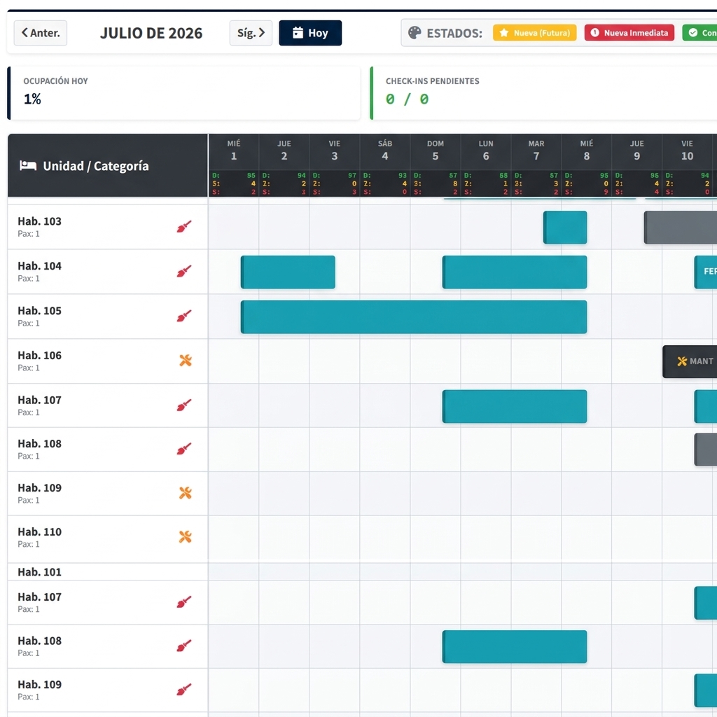 ahotel.cl Planning Calendario Gantt